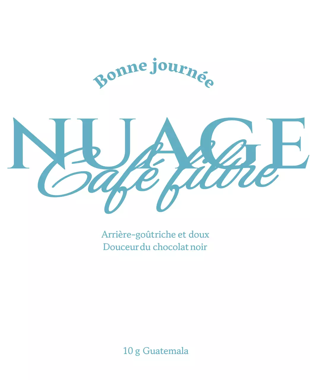 Grains de café simples avec accents de texte bleu clair et blanc