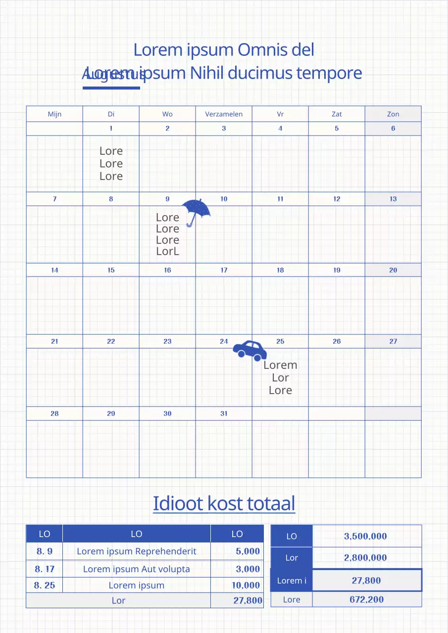 Blauwgepunt idioot onkostenjournaal