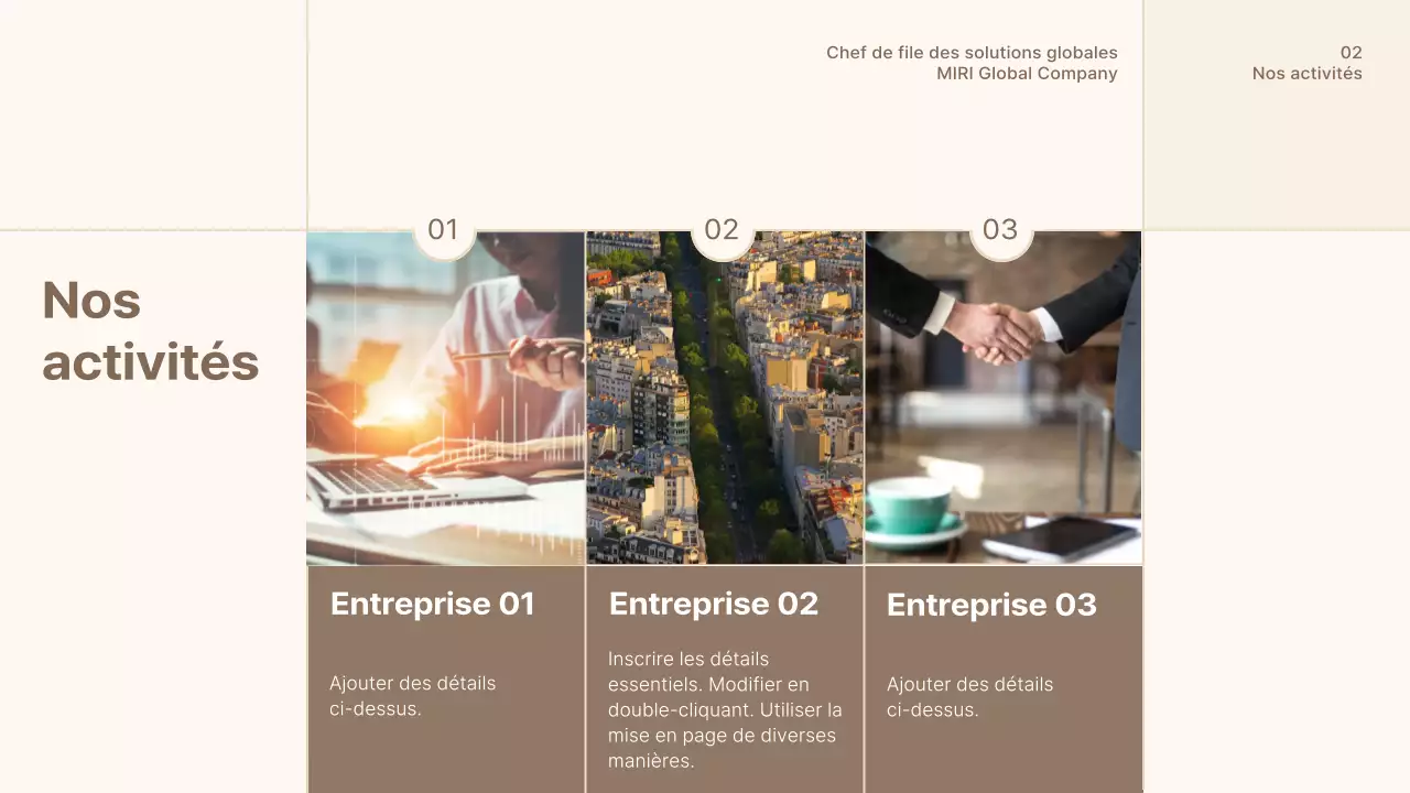 Un profil d'entreprise simple, brun et beige