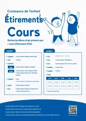 Cours de stretching d'été illustré en bleuDocumentation