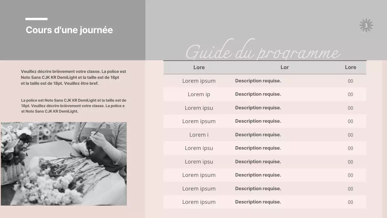 Guide des fleurs grises et roses cours d'une journée