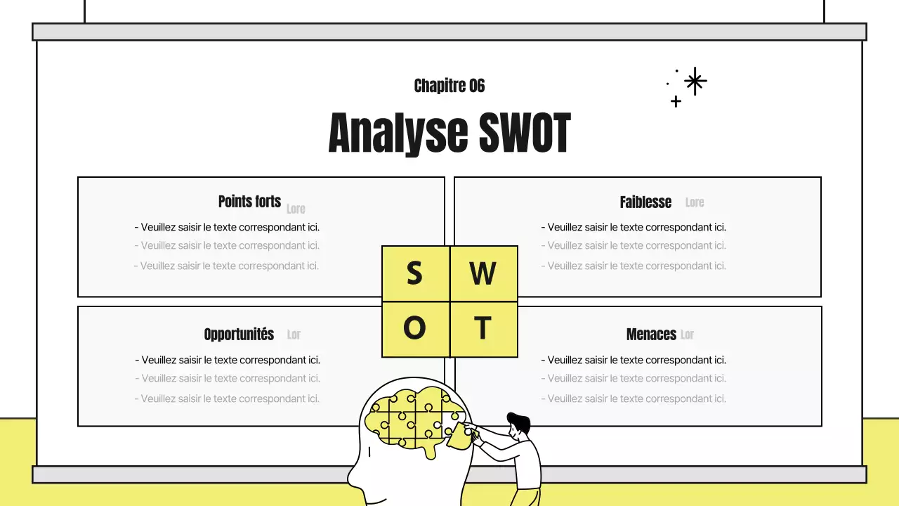 Un joli rapport d'analyse illustré avec des accents jaunes et noirs