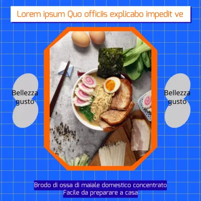 Promuovete i kit di pasti di ramen retrò in blu e arancione