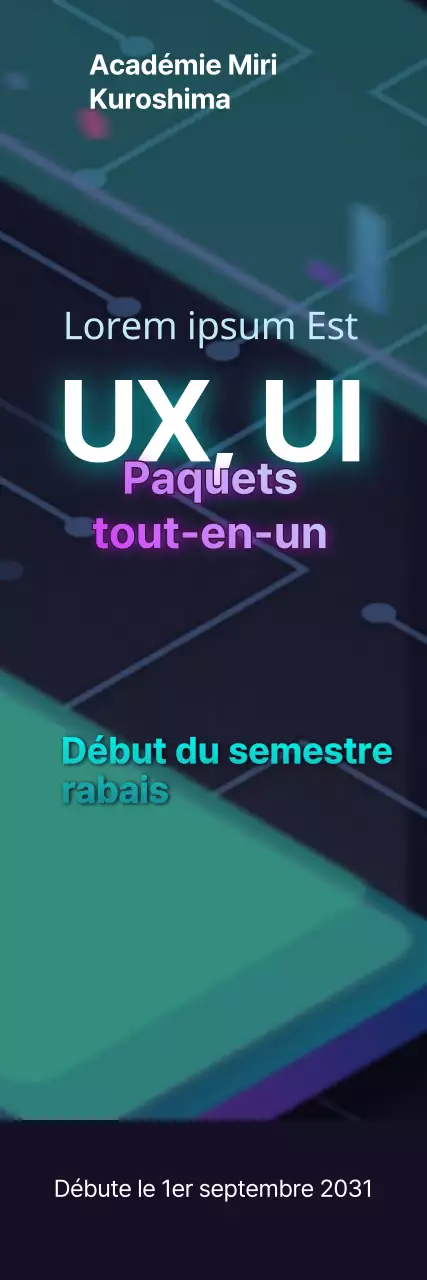 Bannière vidéo animée GIF des soldes de rentrée en violet et sarcelle