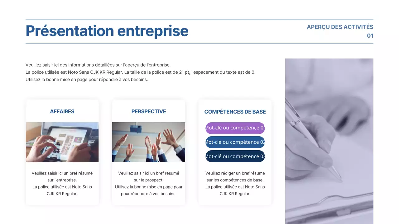 Présentation d'un plan d'affaires avec un concept de dégradé violet et bleu