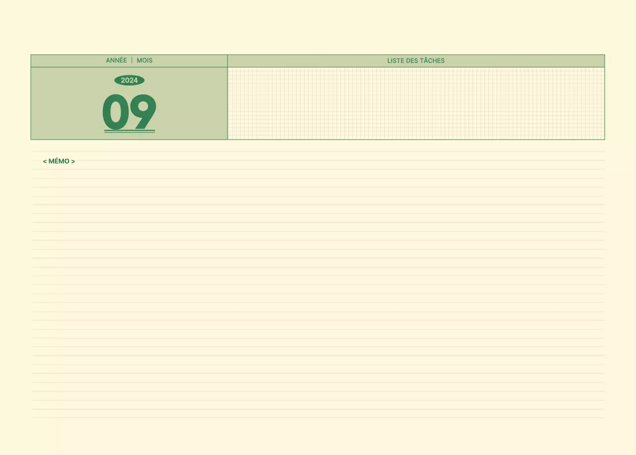 Calendrier mural SAT D-day notepad concept en vert et jaune clair