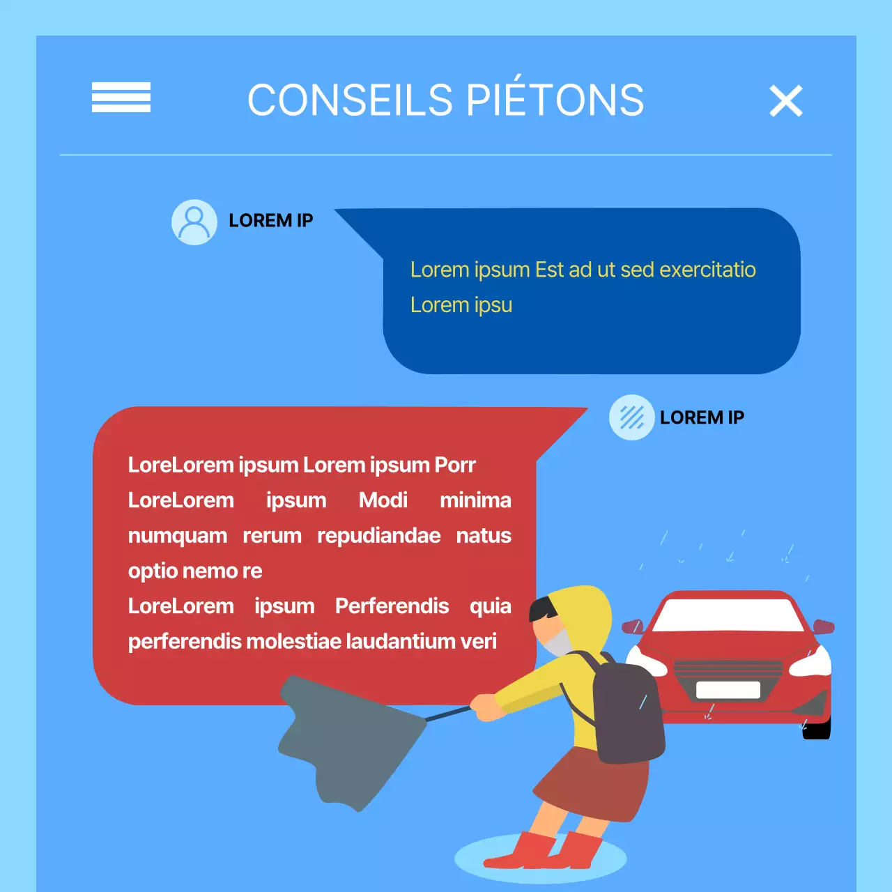 Concept de texte d'alerte en cas de catastrophe en rouge et bleu tendance Information sur l'alerte aux fortes pluies