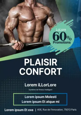 Recrutez de nouveaux membres dans votre salle de sport avec une photo de vous en train de faire de la musculation en bleu et menthe.