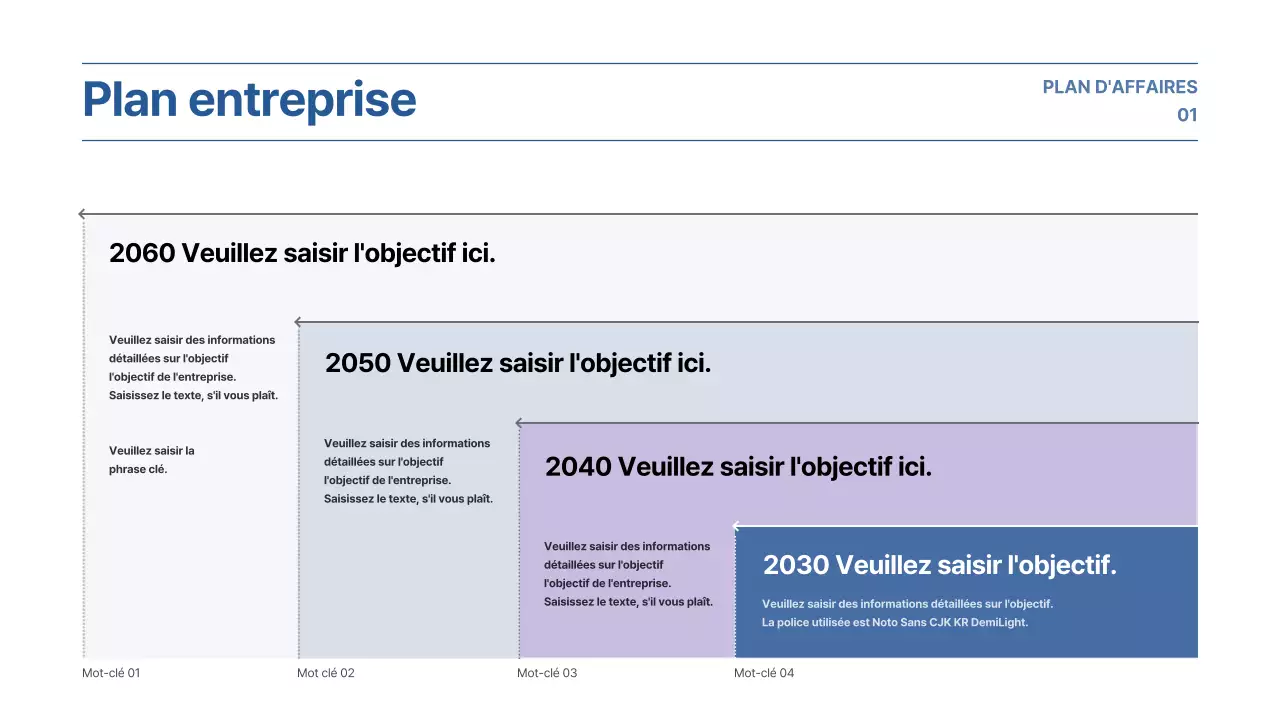 Présentation d'un plan d'affaires avec un concept de dégradé violet et bleu