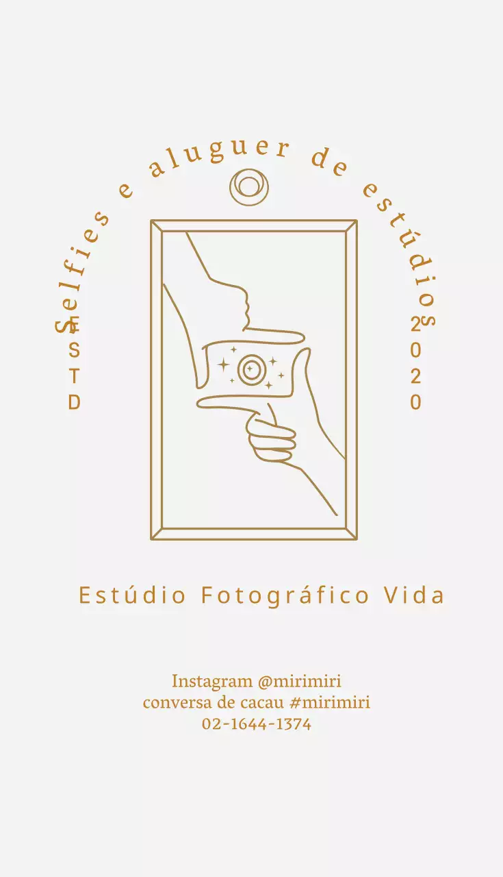 Cartão de visita de estúdio de fotografia ilustrado cinzento bege