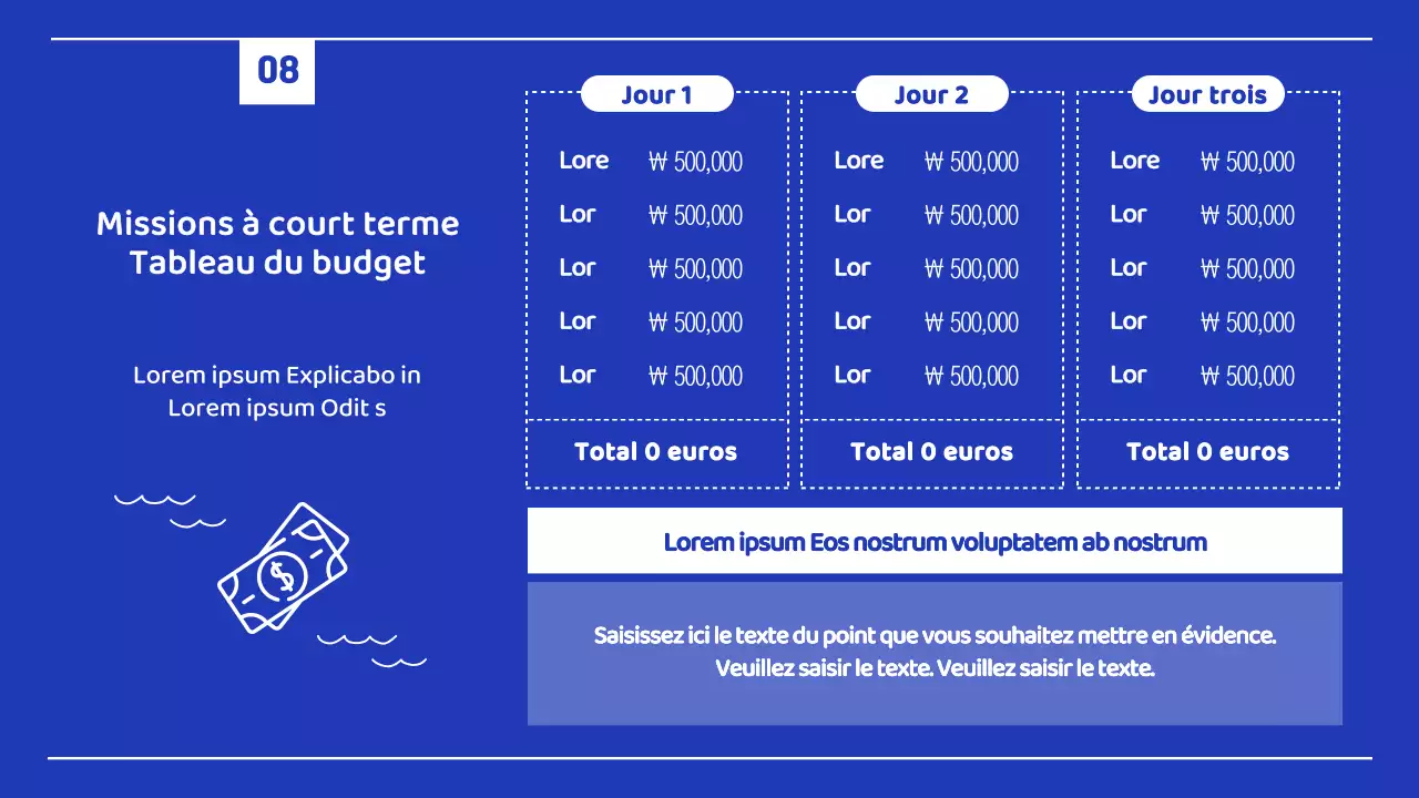 Une mission d'été simple avec des lignes bleues et blanches