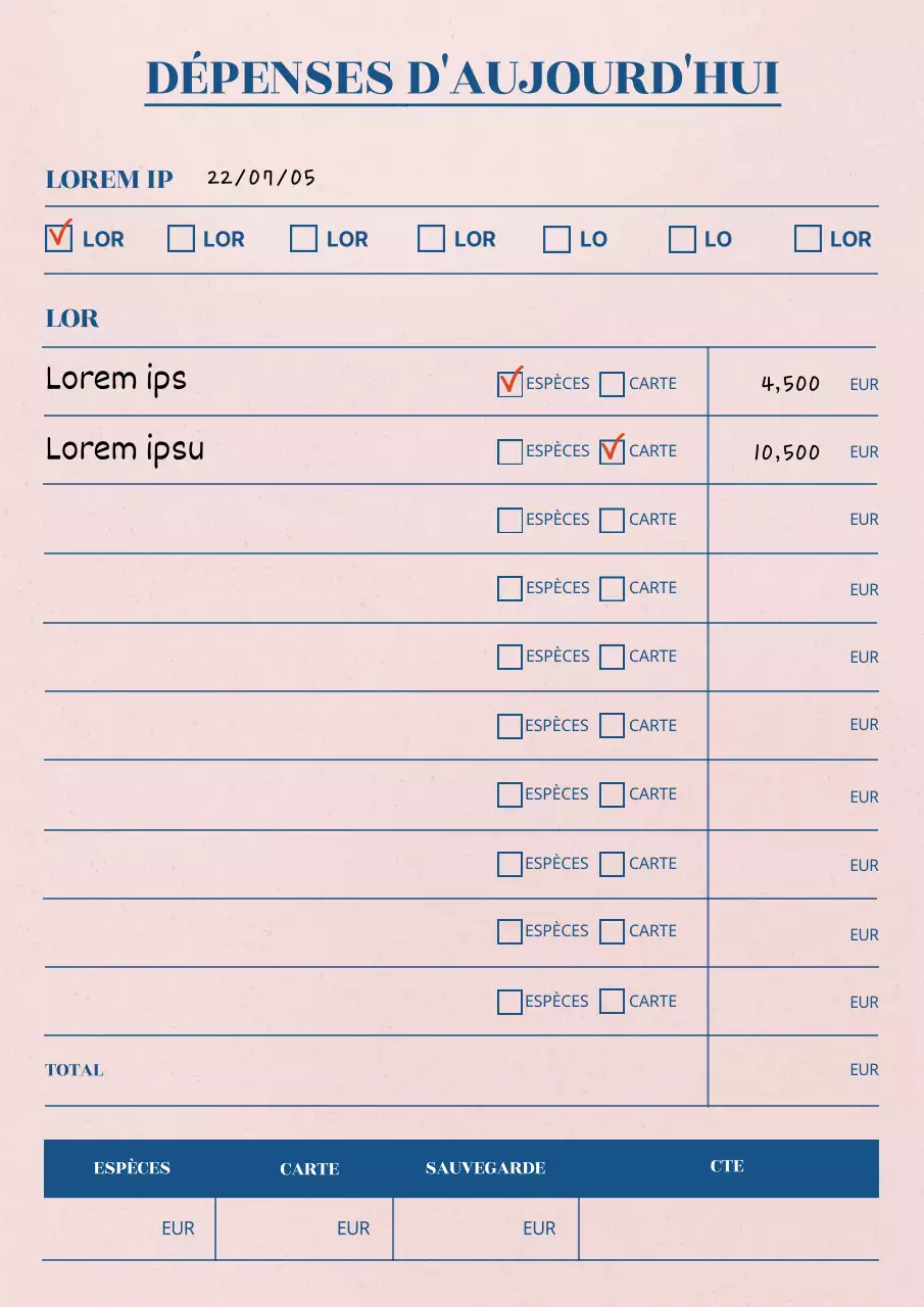 Historique des dépenses d'aujourd'hui et portefeuille en rose pâle