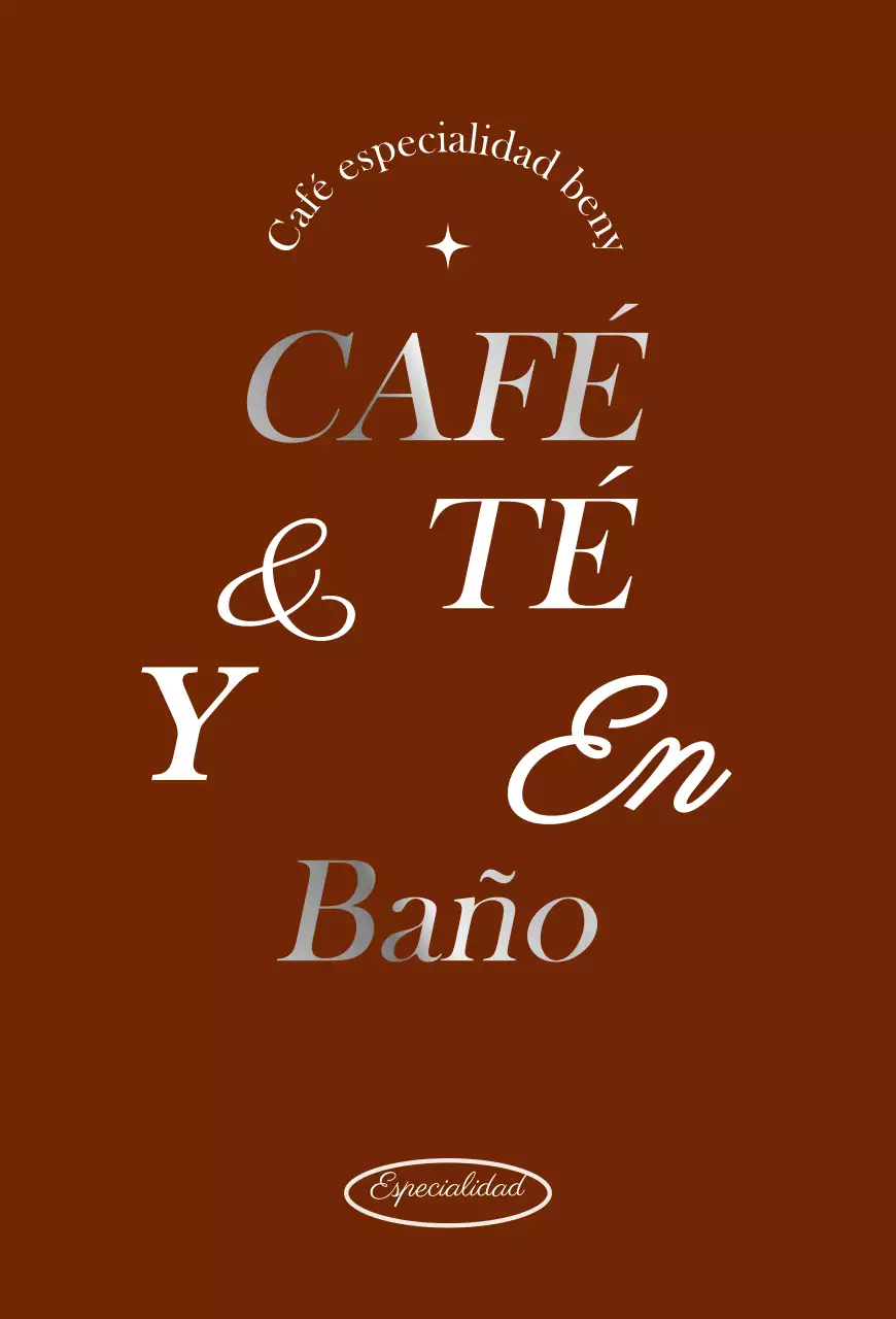Letra de café sentimental en marrón y plata