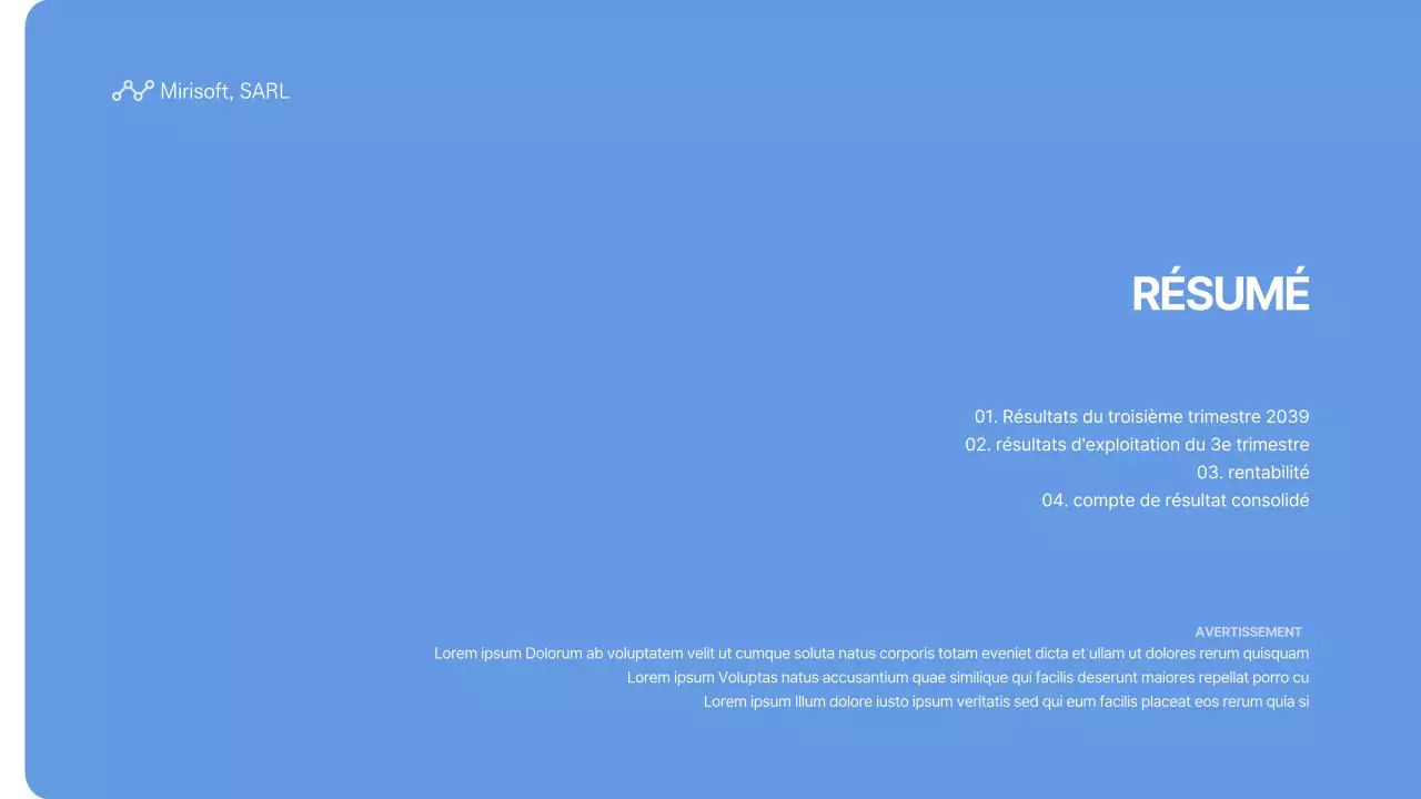 Résultats d'exploitation de Bluetone pour le troisième trimestre 2039 Rapport trimestriel Rapport semestriel Mirisoft, Inc.