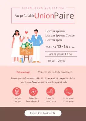 Flyer promotionnel simple pour un salon du mariage en rose et marron