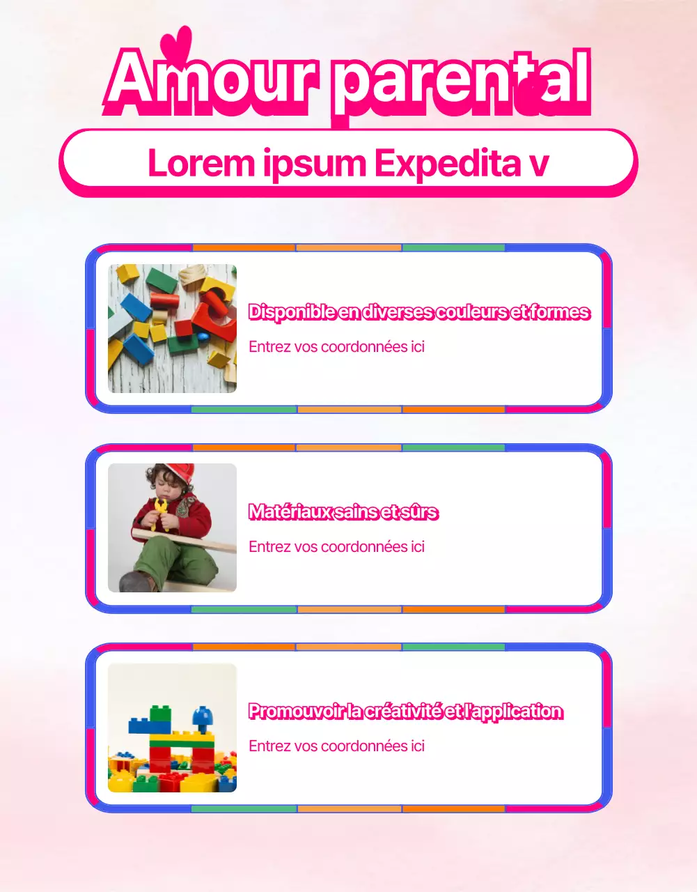 Matériel promotionnel pour les paroisses d'enfants avec des illustrations colorées de l'arc-en-ciel