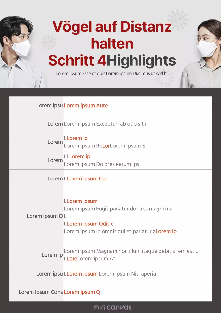 Einfaches graues und rotes Plakat mit sozialer Distanzierung der wichtigsten Punkte