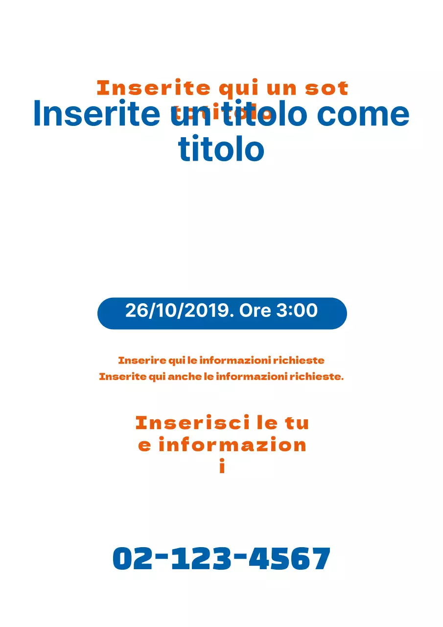 Un semplice pezzo promozionale con testo blu