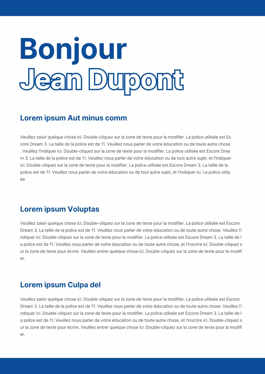 Lettres simples bleues et blanches