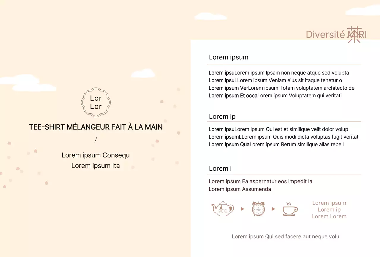 Sachets de thé beige faits à la main pour promouvoir le produit