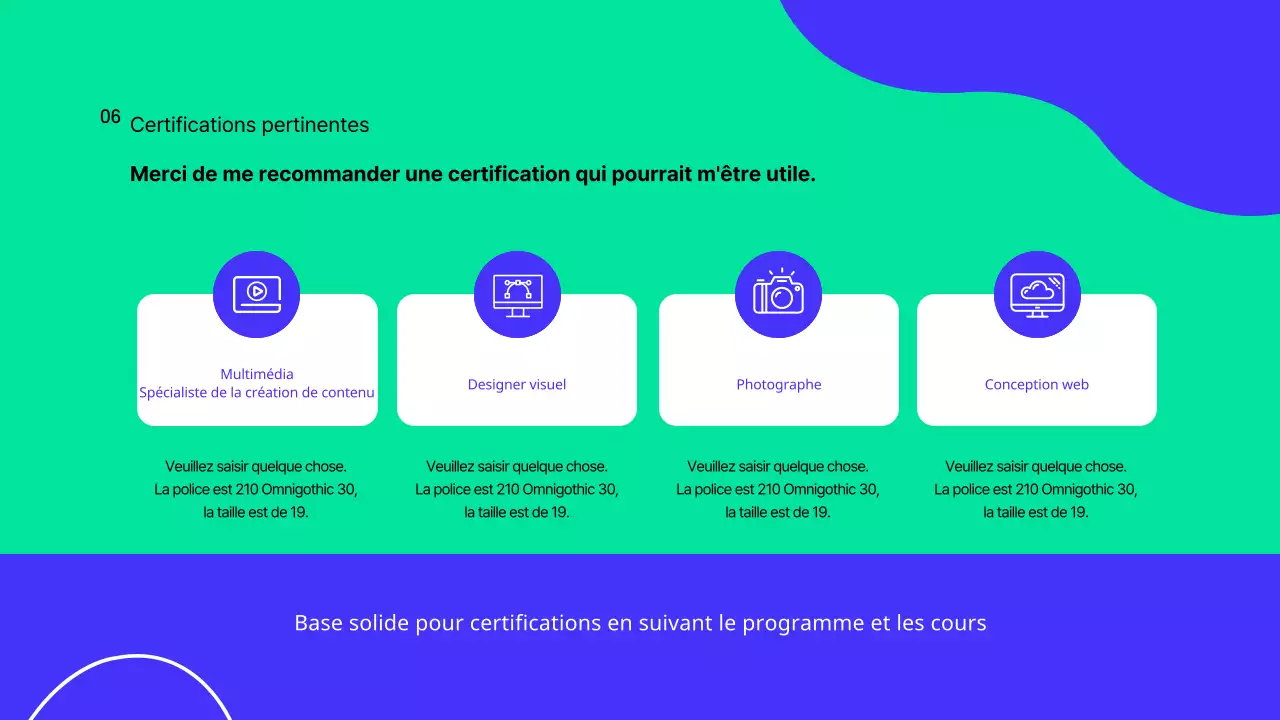 Une présentation moderne, en bleu et blanc, du service des relations publiques d'une université