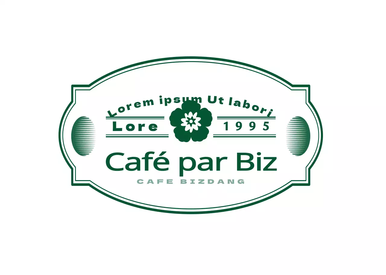 Etiquette autocollante émotionnelle et simple de style logo emblème de café en vert foncé et blanc