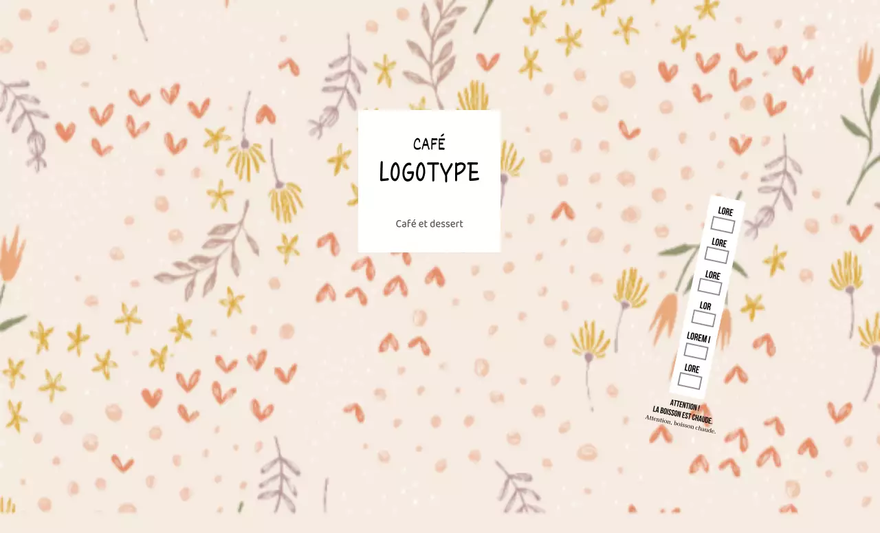 Motif floral illustré beige