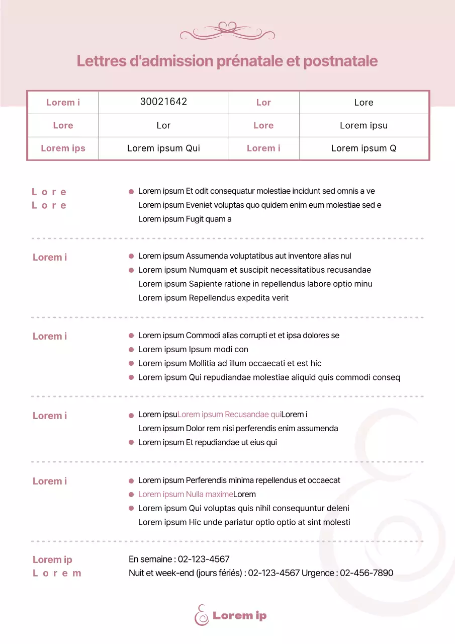 Lettre d'admission rose - documentation
