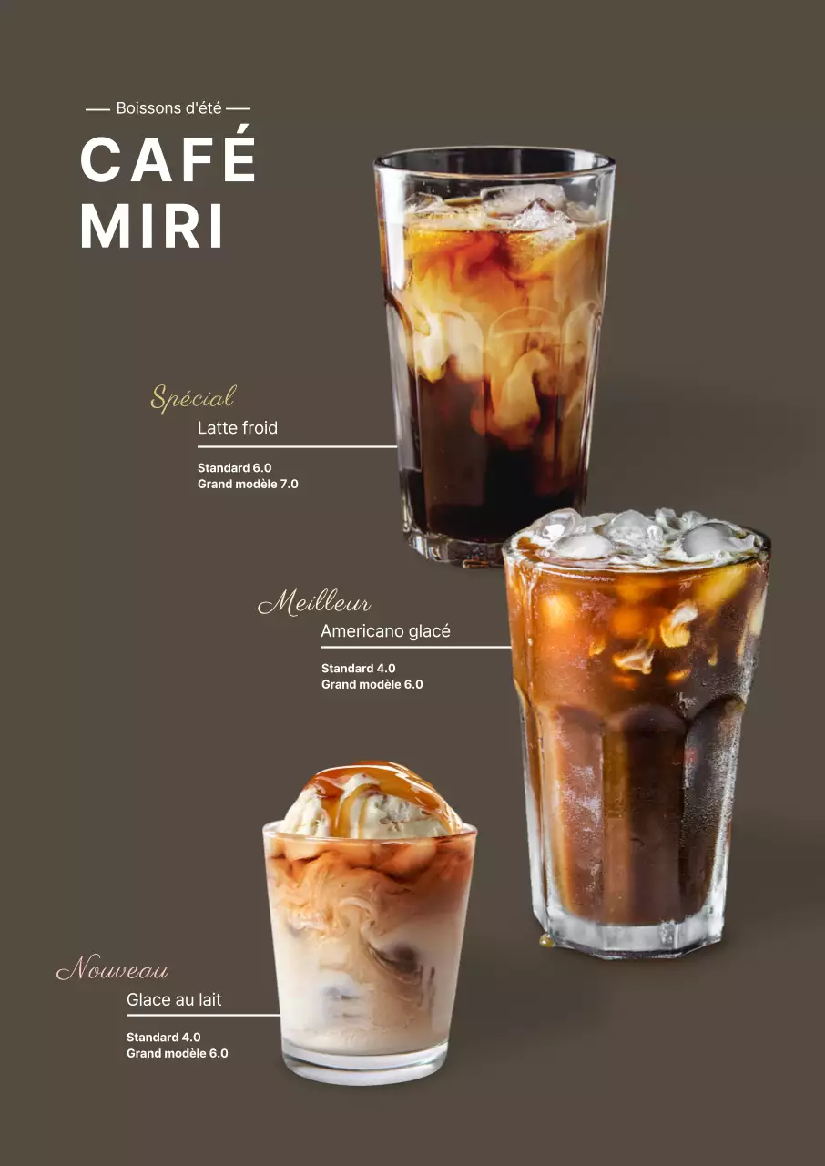 Bannière simple de boissons d'été en marron pour un café