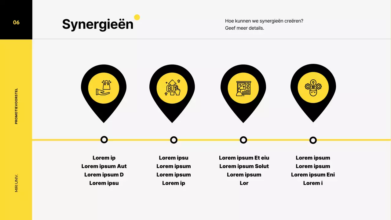 Marketingpromotieplan voor een sneaker met een levendig kleurenillustratieconcept in gele en zwarte tinten.