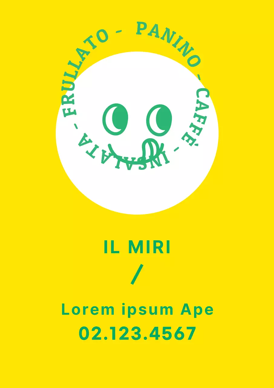 Simpatico webposter promozionale di un caffè giallo e verde