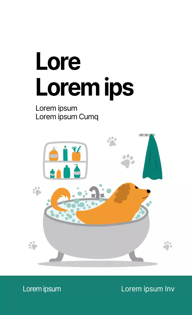 Étiquette illustrée bleue de shampoing pour animaux de compagnie