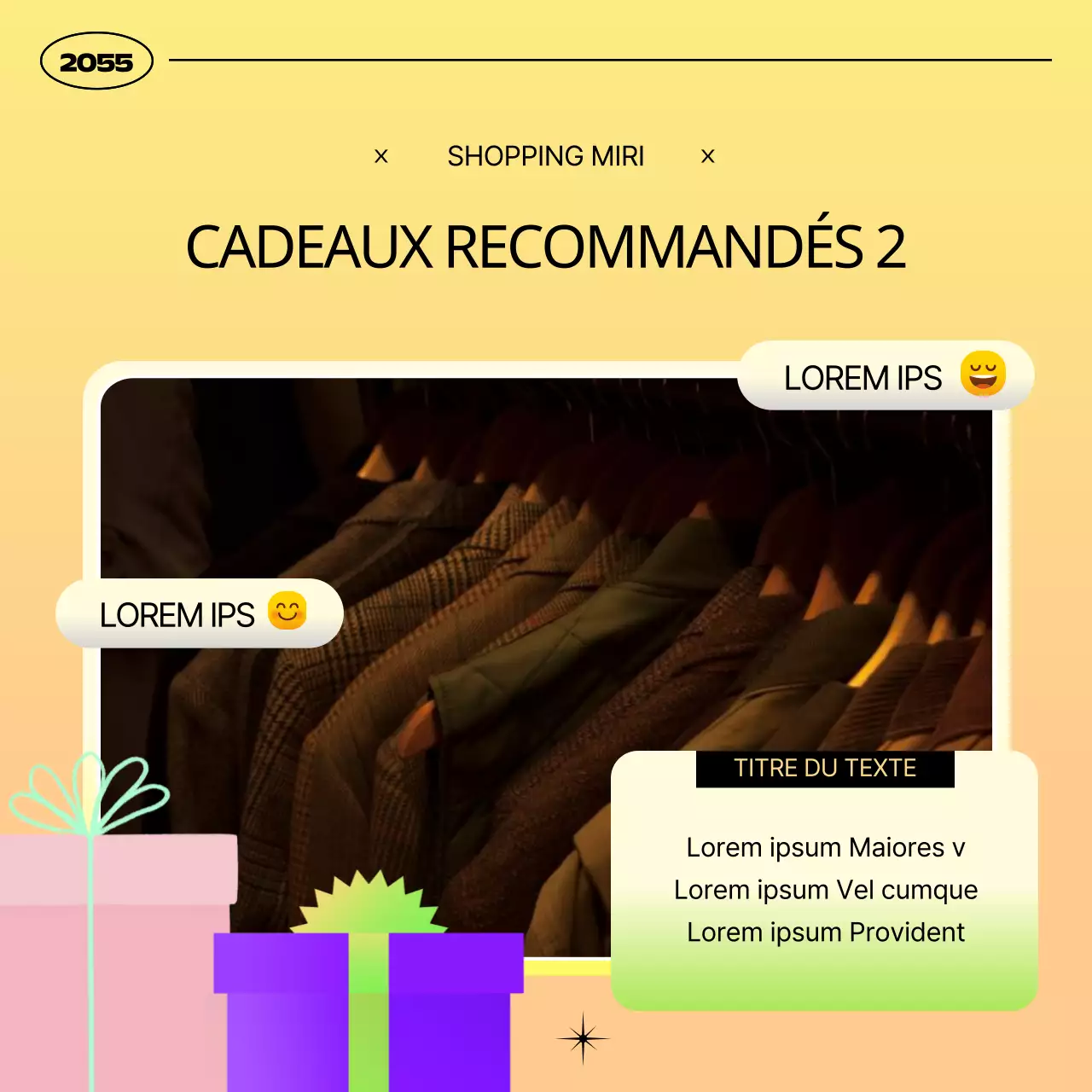 Annonce simple de promotion d'un événement cadeau jaune et orange