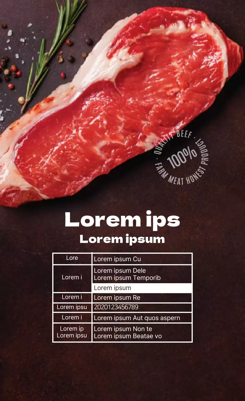 Étiquettes alimentaires pour le steak en photo brune