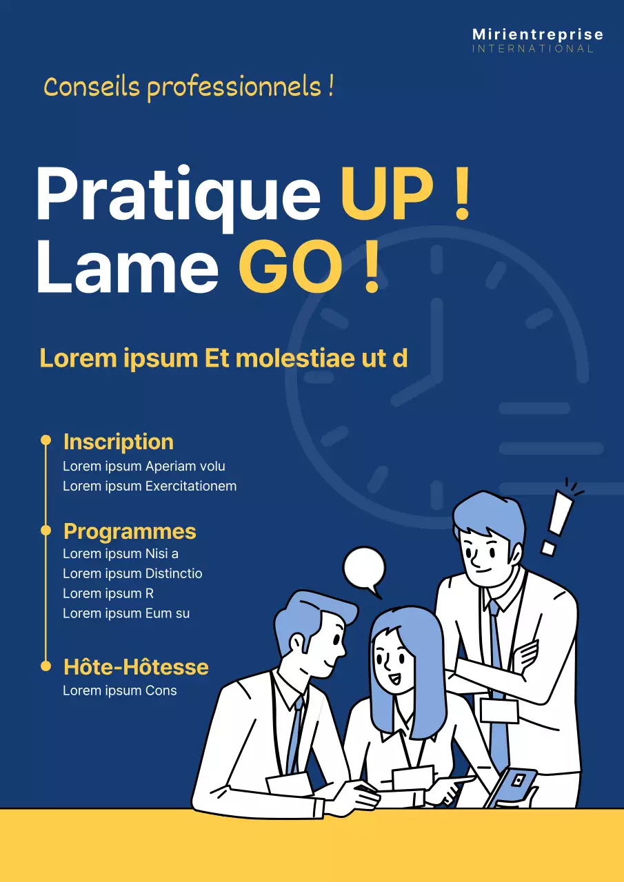 Webposter bleu marine et jaune contenant des conseils sur l'utilisation des couteaux à l'intention des professionnels