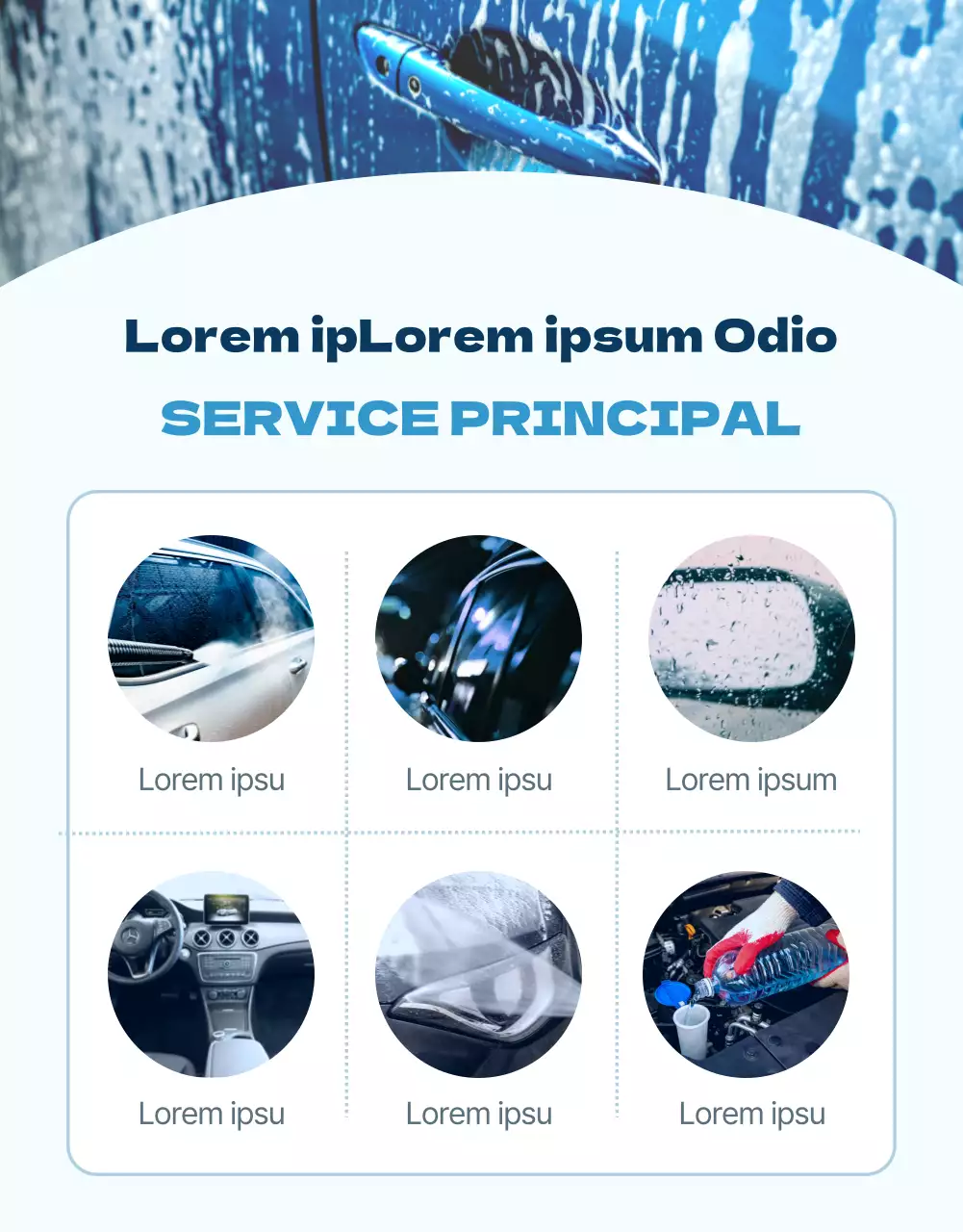 Page de détails sur le lavage à la main sur fond bleu