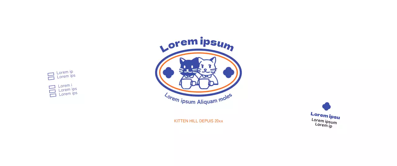 Faites la promotion de votre café avec une illustration de chat bleu-orange