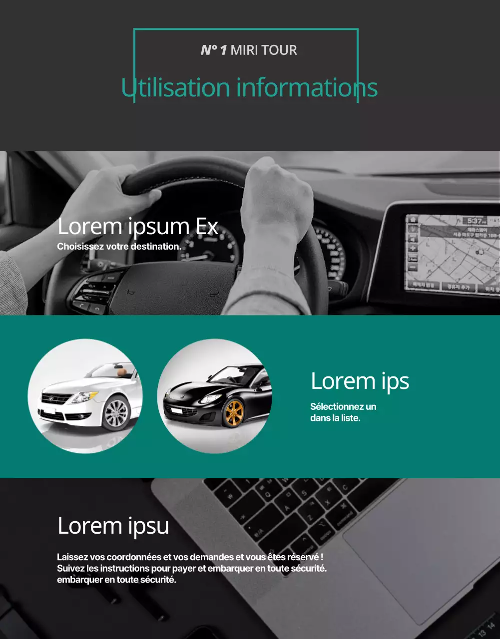 Location de voitures avec un concept de brochure luxueuse de couleur bleue