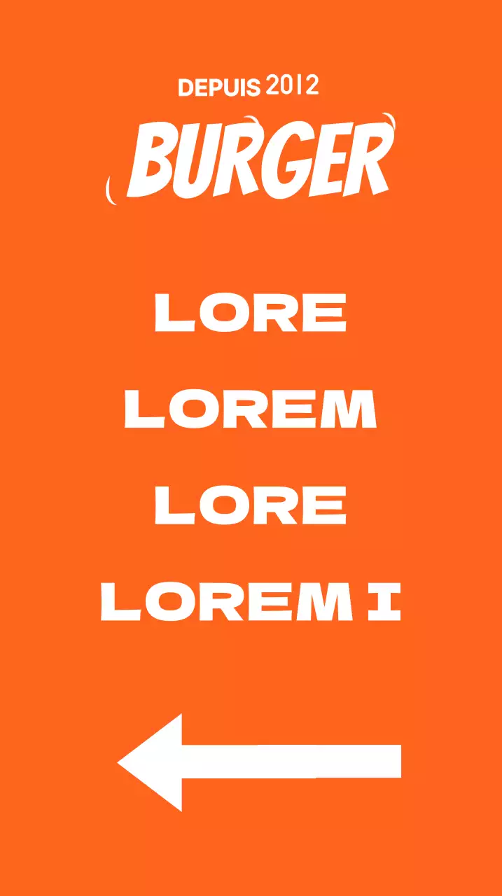 Panneau de signalisation avec un menu comportant une illustration d'un hamburger sur fond orange