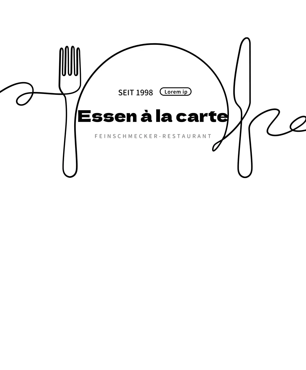 Einfaches Restaurant-Logo in Weiß und Schwarz