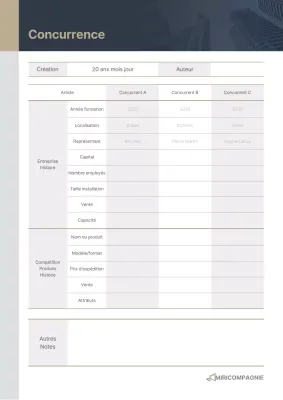 Indigo-gold Tableau de l'environnement concurrentiel Étude de l'environnement Document d'entreprise
