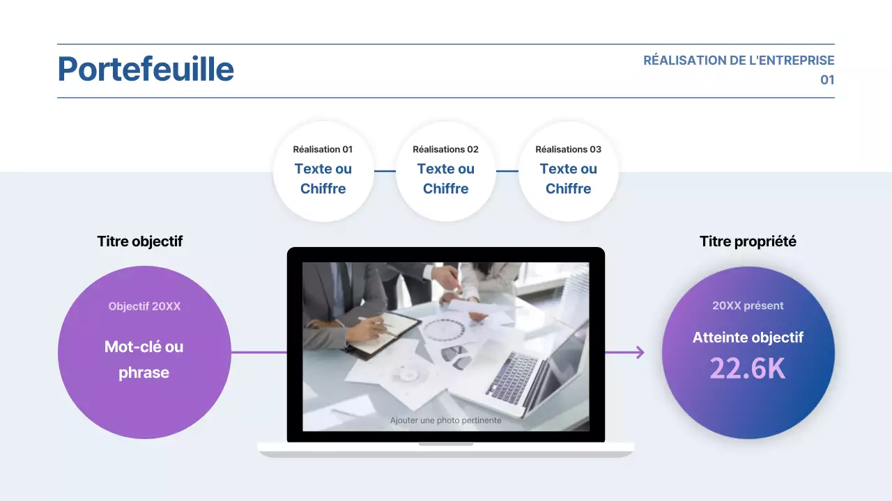 Présentation d'un plan d'affaires avec un concept de dégradé violet et bleu