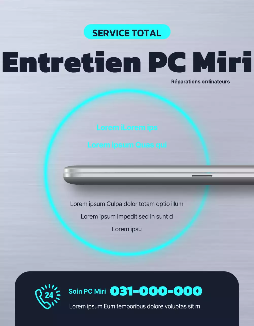 Promouvoir les services de réparation d'ordinateurs en argent et en noir