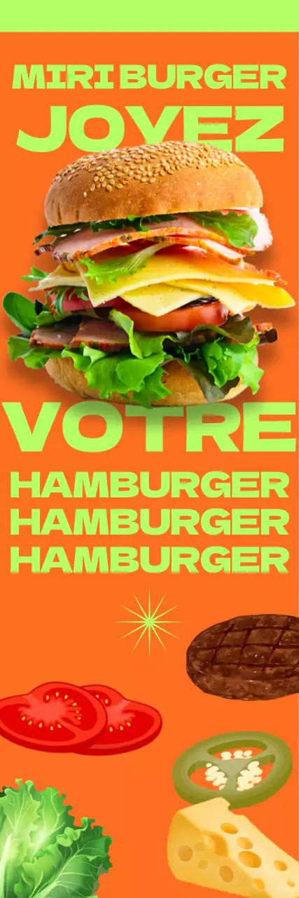 Menu sous forme de hamburger avec une police de caractères audacieuse et un contraste de couleurs complémentaires