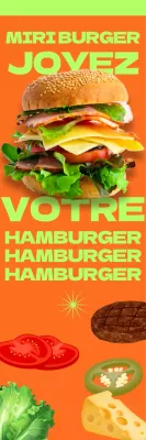 Menu sous forme de hamburger avec une police de caractères audacieuse et un contraste de couleurs complémentaires
