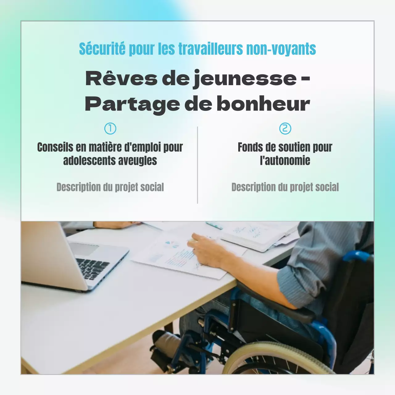 Responsabilité sociale des entreprises avec un concept de dégradé bleu et menthe