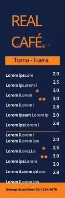 Tablero de menú de cafetería