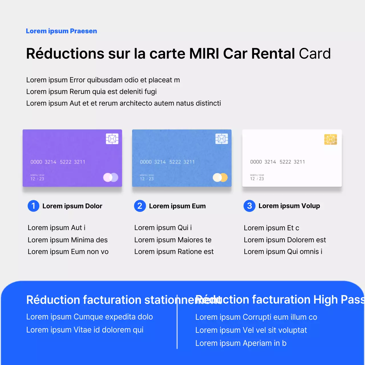 La carte de location de voiture bleue et violetteNews