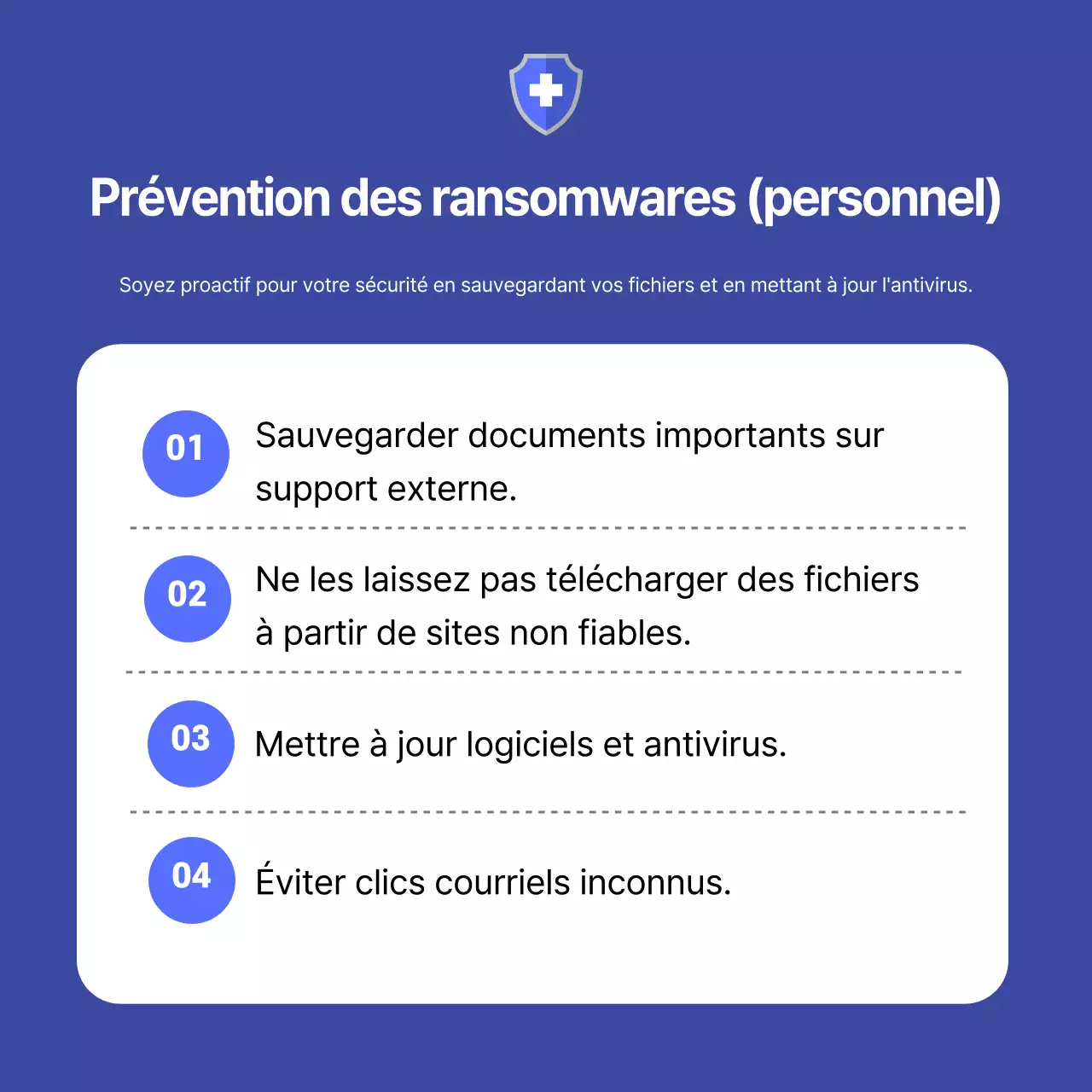 Une prévention sérieuse des ransomwares en bleu marine et en gris