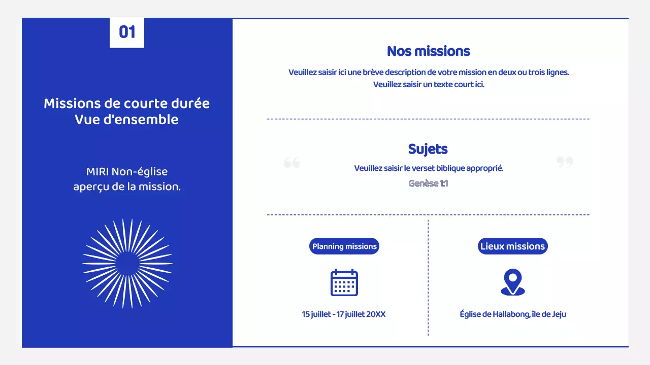 Une mission d'été simple avec des lignes bleues et blanches